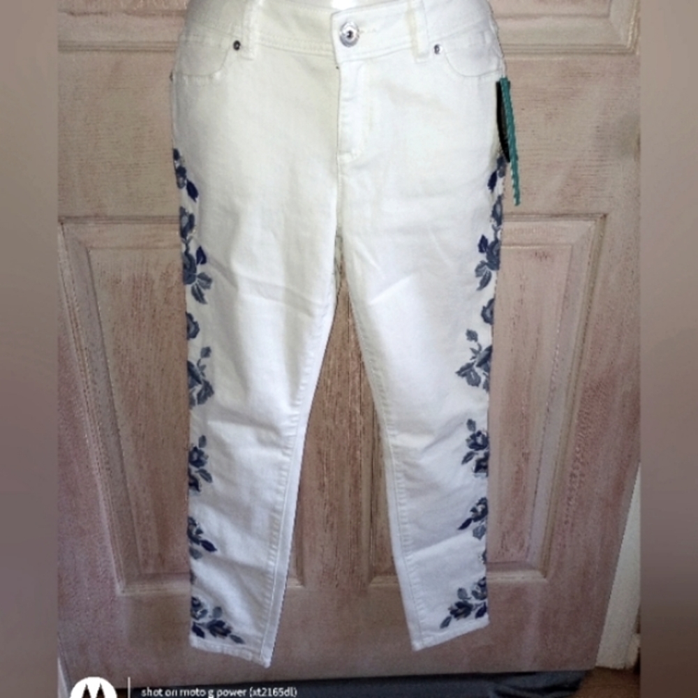 NWT International concepts Embroidered Skinny leg jean regular fit size 4P